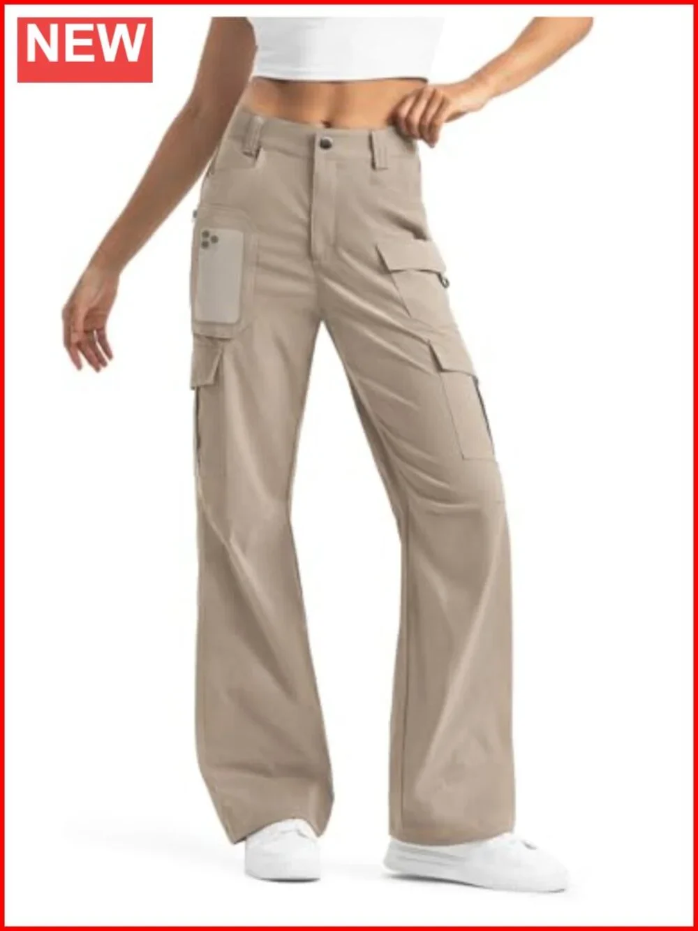 Women's High Waisted Cargo Hiking Pants with 8 Pockets Water Resistant Stretch